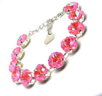 Baby Pink Crystal Silver Plated Bracelet | Pink Tennis Bracelet