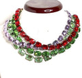 Green Red Georgian Collet Necklaces | Premium Crystal | Anna Wintour Style | Violet Red Riviere Statement Necklaces