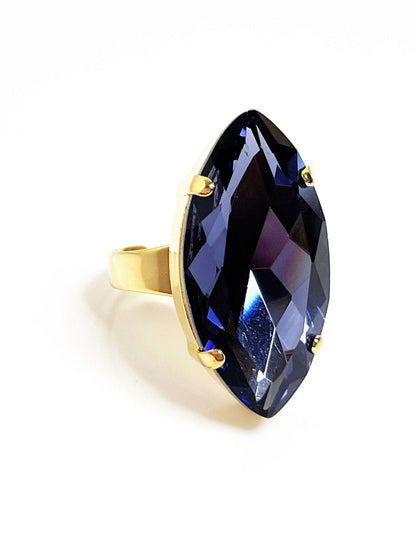 Tanzanite Crystal Ring | Large Purple Statement Ring | Gold Plated