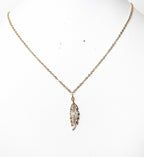 Gold Leaf Crystal Necklace | Dainty Leaf Charm Jewelry | 14kt Gold Filled | Minimalist Pendant