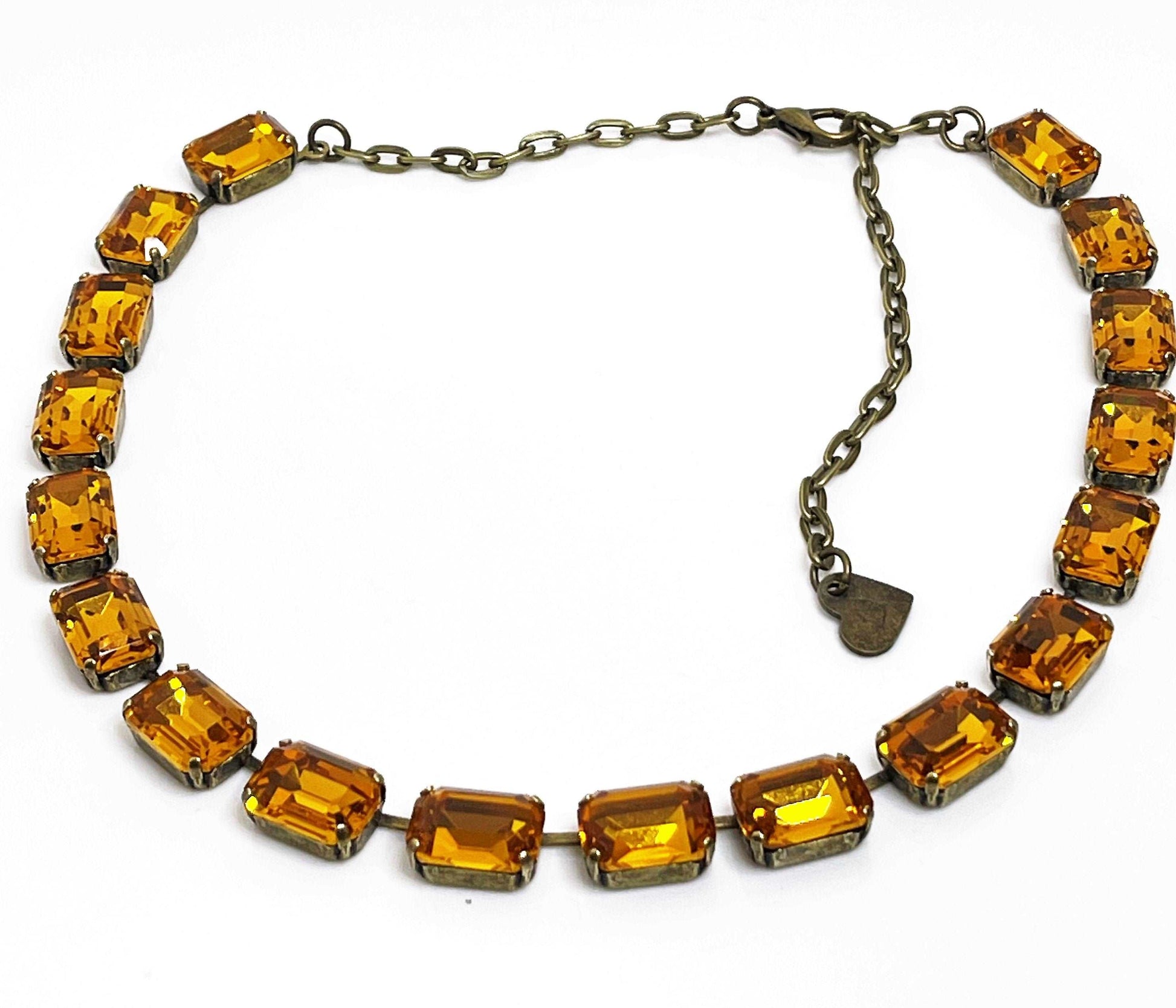 Electric Orange Georgian Collet Necklace | Anna Wintour Style | Crystal Topaz Riviere