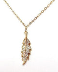 Gold Leaf Crystal Necklace | Dainty Leaf Charm Jewelry | 14kt Gold Filled | Minimalist Pendant