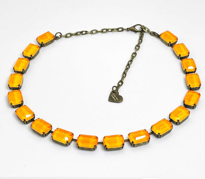 Electric Orange Georgian Collet Necklace | Anna Wintour Style | Crystal Topaz Riviere