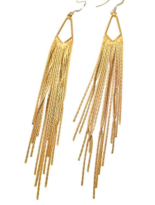Extra Long Gold Tassel Earrings | 125mm Long Chain Drops | Slim Chain Dangles | Earrings for Women