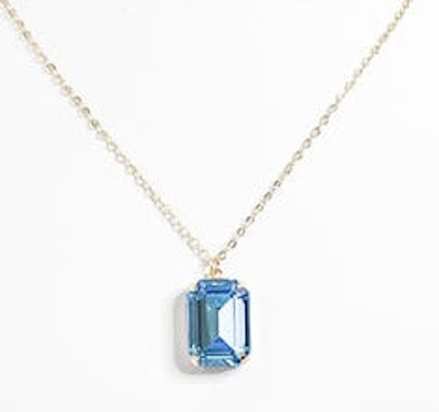 Aquamarine Austrian Crystal Pendant | Light Blue Rectangular Pendant | 925 Sterling Silver | Gold Filled