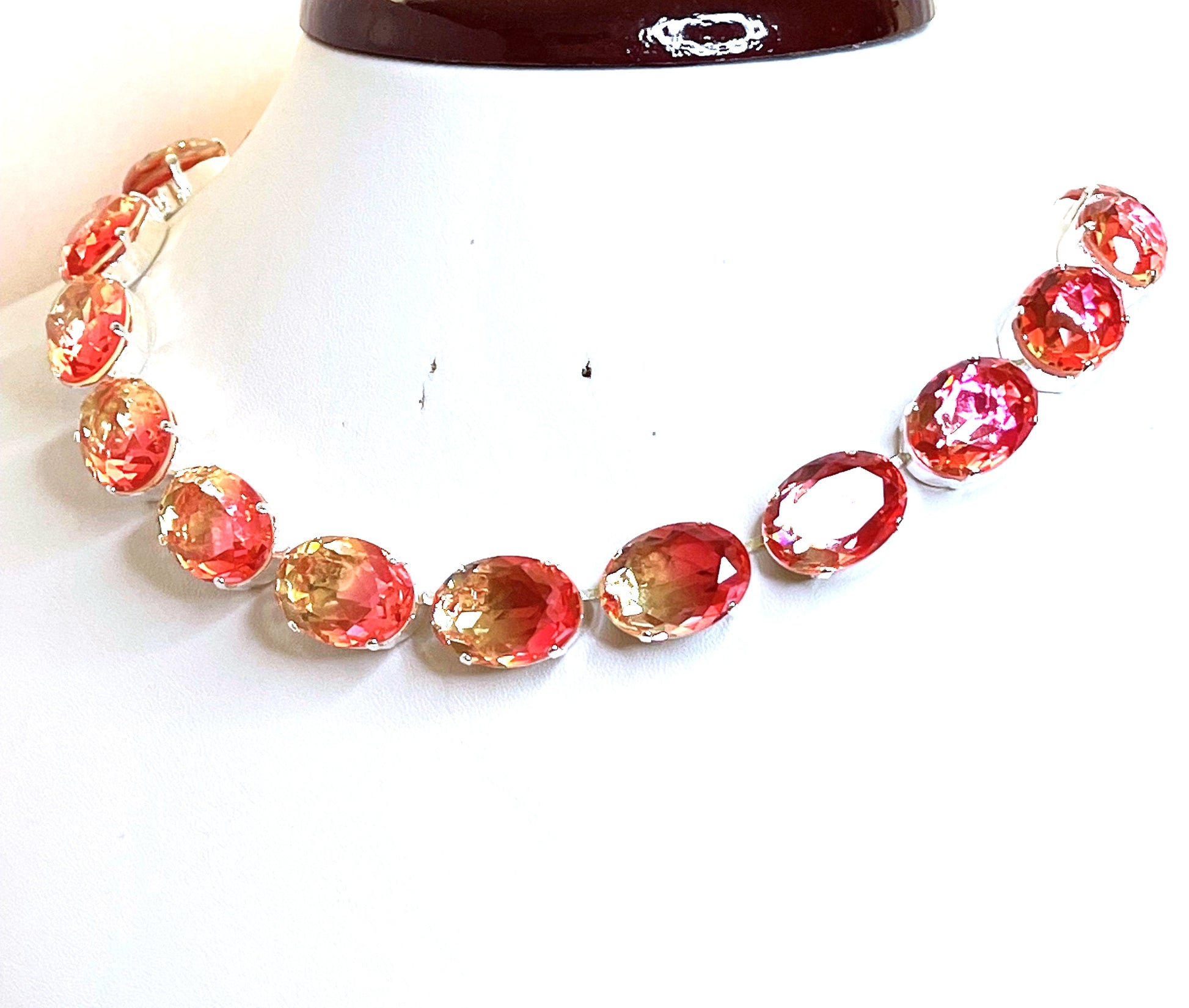 Tourmaline Georgian Collet Necklace | Pink Gold Crystal Chokers | Anna Wintour Style | Riviere Necklace