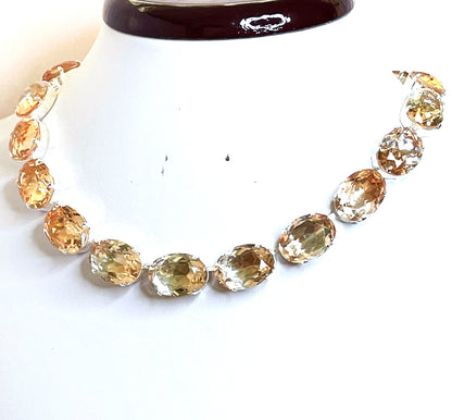 Tourmaline Georgian Collet Necklace | Pink Gold Crystal Chokers | Anna Wintour Style | Riviere Necklace