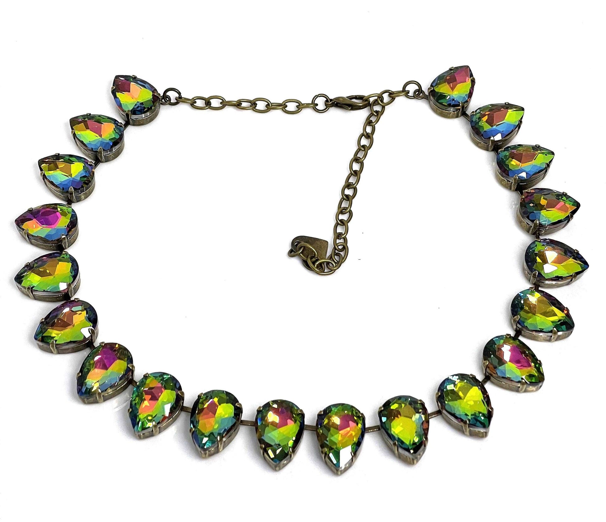 Rainbow Crystal Georgian Necklace | Anna Wintour Style | Multicolour Statement Choker