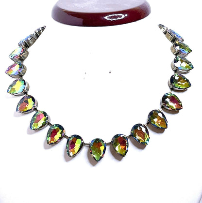 Rainbow Crystal Georgian Necklace | Anna Wintour Style | Multicolour Statement Choker