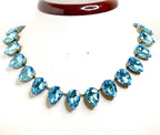 Aquamarine Crystal Necklace, Anna Wintour Style, Georgian Collet, Blue Statement Choker, Riviere Necklace, Necklaces For Women