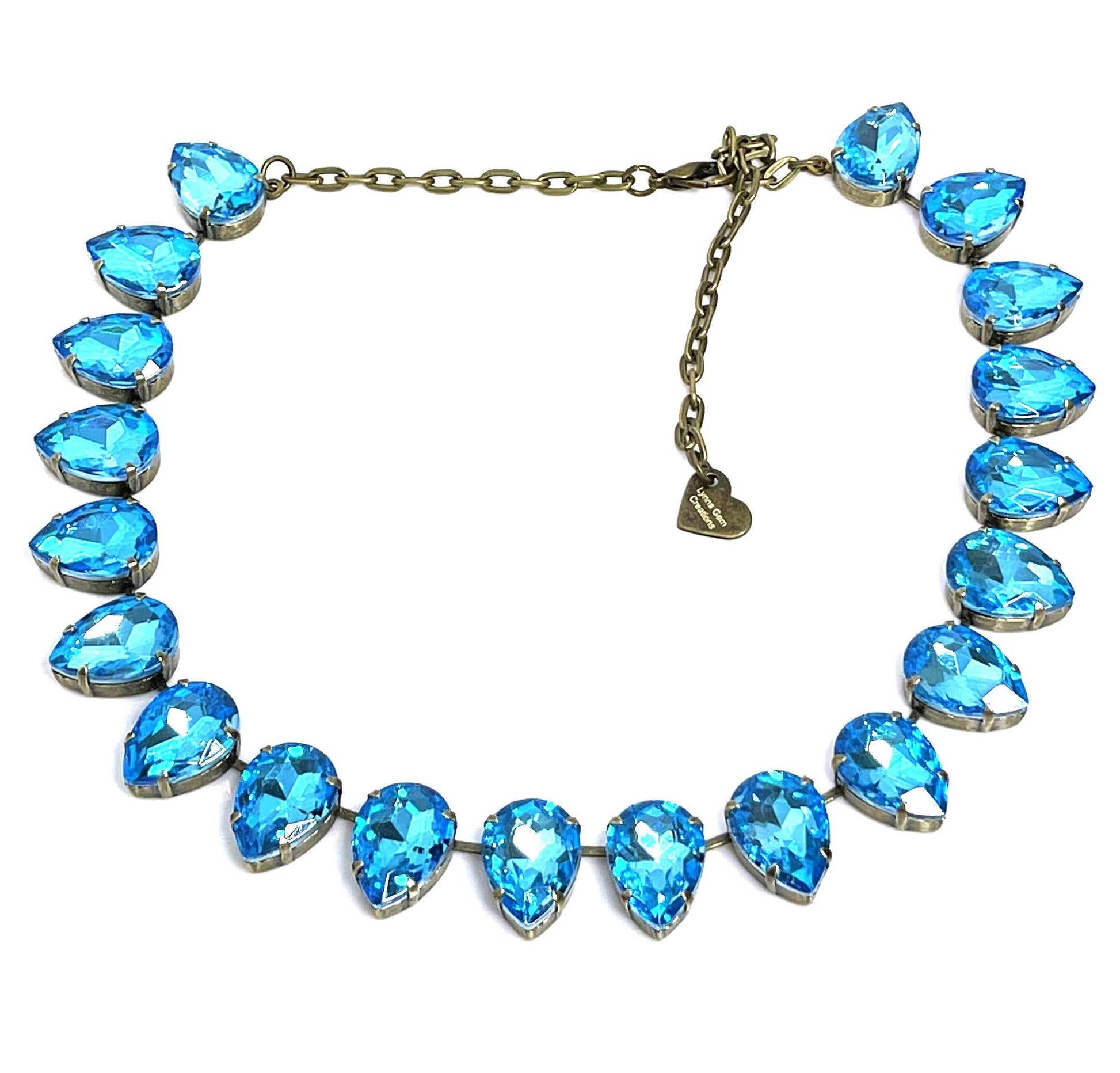 Aquamarine Crystal Necklace, Anna Wintour Style, Georgian Collet, Blue Statement Choker, Riviere Necklace, Necklaces For Women