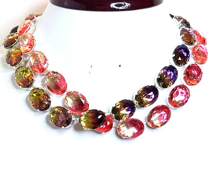 Tourmaline Georgian Collet Necklace | Purple Gold Crystal Choker | Anna Wintour Style Necklace | Pink Riviere Choker 