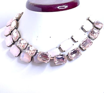 Pink Opal Georgian Collet Necklace | Pink Crystal Choker | Anna Wintour Style | Opal Riviere Statement Necklace