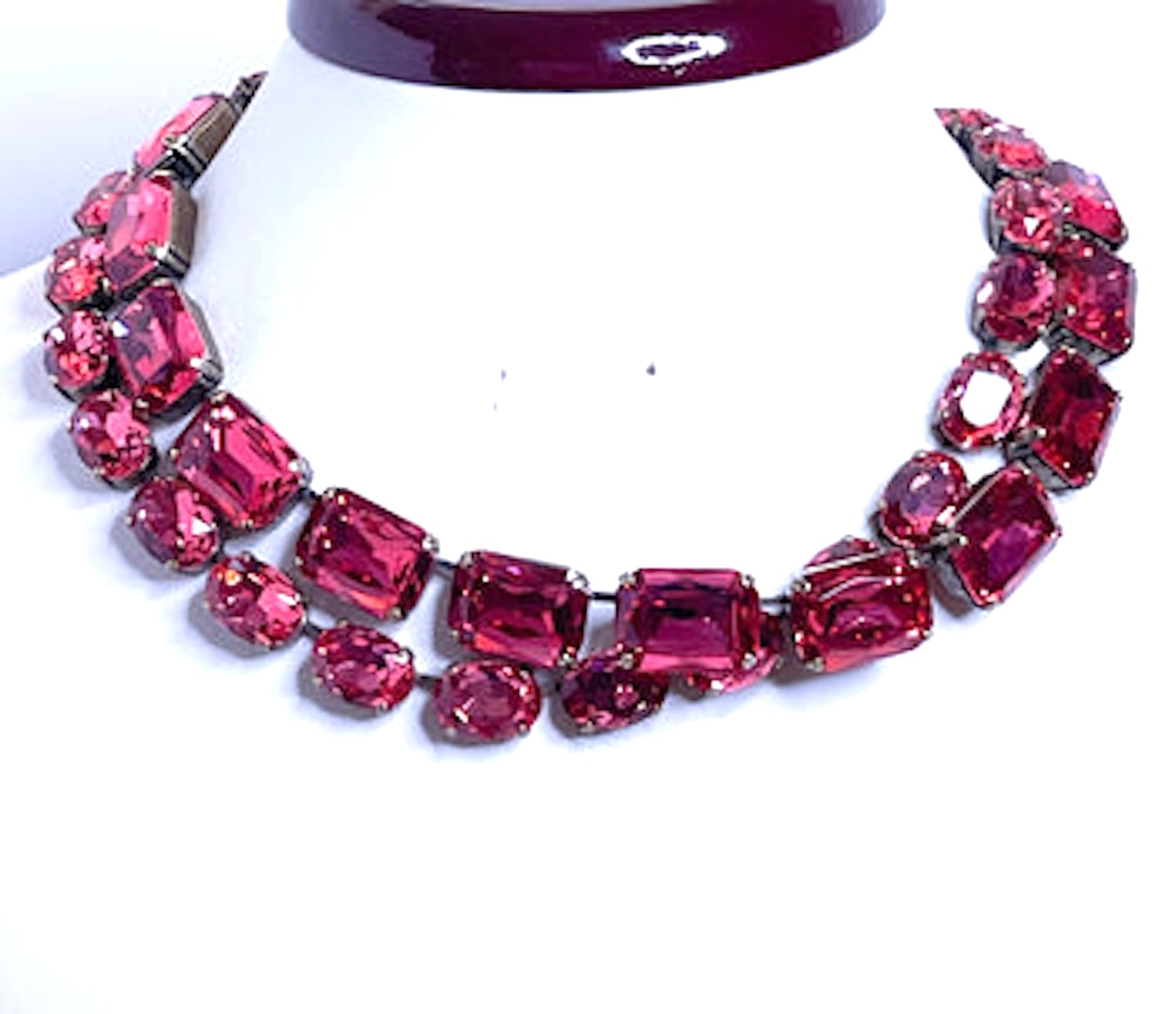 Rose Pink Georgian Collet Necklaces | Anna Wintour Style | Dark Pink Riviere Necklace | Statement Jewellery