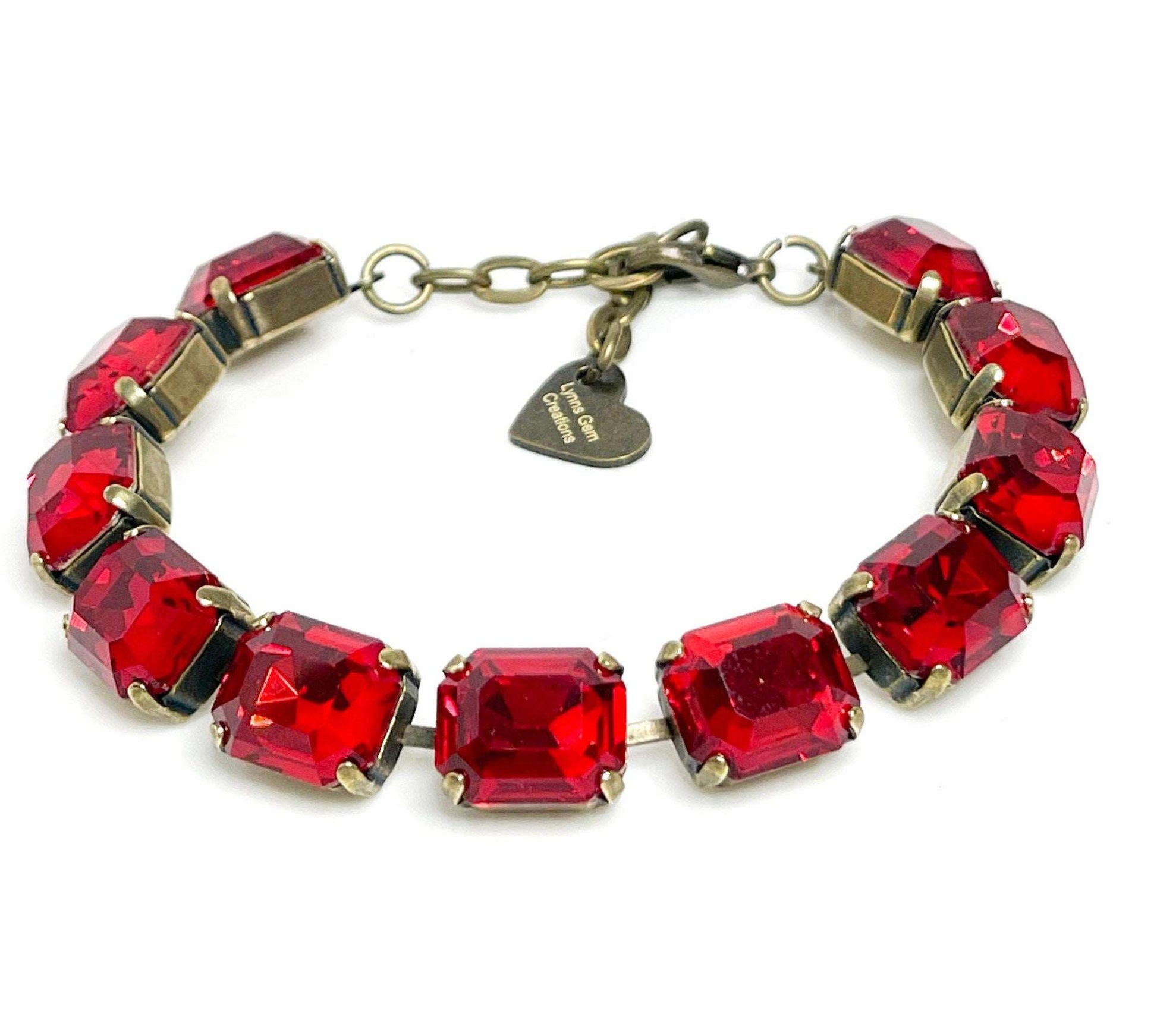 Siam Red Crystal Bracelet | Red Tennis Bracelet | Georgian Statement Bracelet