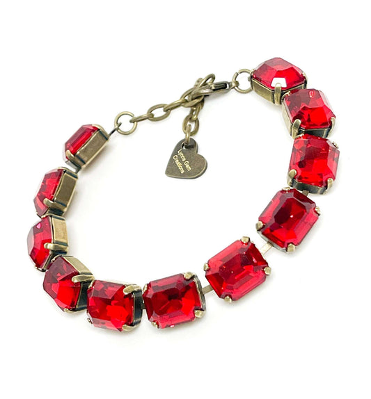 Siam Red Crystal Bracelet | Red Tennis Bracelet | Georgian Statement Bracelet