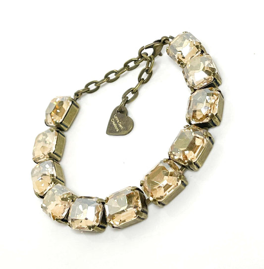 Golden Shadow Crystal Bracelet, 12 x 10mm Octagon, Tennis Bracelet, Bridesmaid Gift, Georgian Statement Bracelet, Bracelets for Women