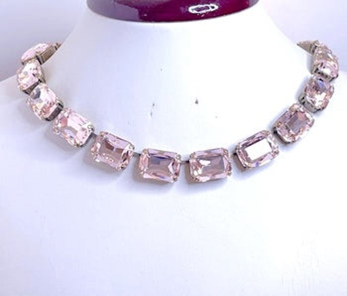 Pink White Opal Georgian Collet Necklaces | Pink Crystal Choker | Anna Wintour Style