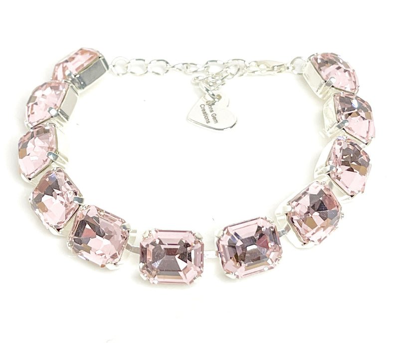 Light Pink Crystal Bracelet | Rose Tennis Georgian Statement Bracelet