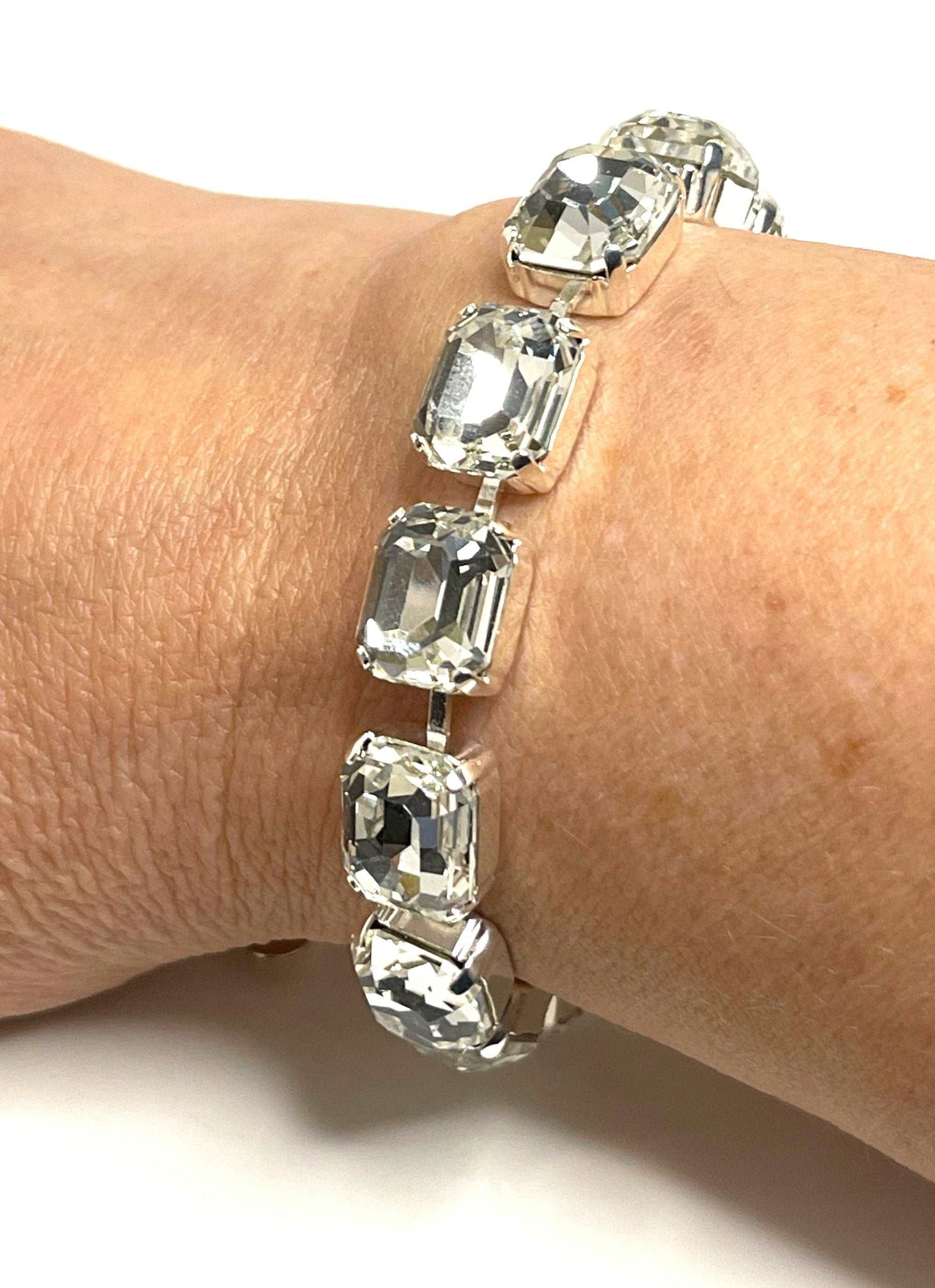 Clear Crystal Ocatgon Bracelet | Wedding Bracelet | Georgian Statement Bracelet