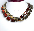 Tangerine Georgian Collet, Gold Patina Crystal Choker, Anna Wintour Style, Riviere Necklace, Statement Necklace, Layering Chokers