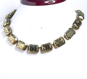 Topaz Georgian Collet Necklace | Gold Crystal Choker | Anna Wintour Style | Crystal Ice Riviere Necklace