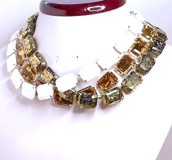 Topaz Georgian Collet Necklaces | Gold Patina Crystal Choker | Anna Wintour Style | Statement Riviere Jewelry