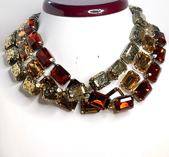 Topaz Georgian Collet Necklaces |  Gold Crystal Choker |  Anna Wintour Style | Riviere Necklace