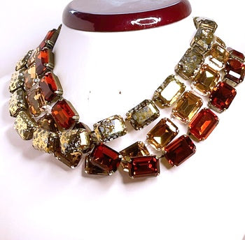 Topaz Georgian Collet Necklaces |  Gold Crystal Choker |  Anna Wintour Style | Riviere Necklace