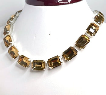 Topaz Georgian Collet Necklaces |  Gold Crystal Choker |  Anna Wintour Style | Riviere Necklace