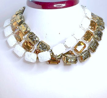 Topaz Georgian Collet Necklaces | Gold Patina Crystal Choker | Anna Wintour Style | Statement Riviere Jewelry