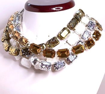 Topaz Georgian Collet Necklaces | Gold Patina Crystal Choker | Anna Wintour Style | Crystal Ice Riviere Necklace