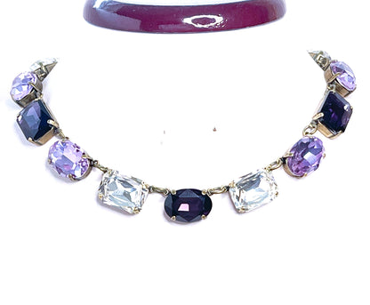 Violet Georgian Collet Crystal Necklace | Purple Velvet Crystal Choker | Anna Wintour Style