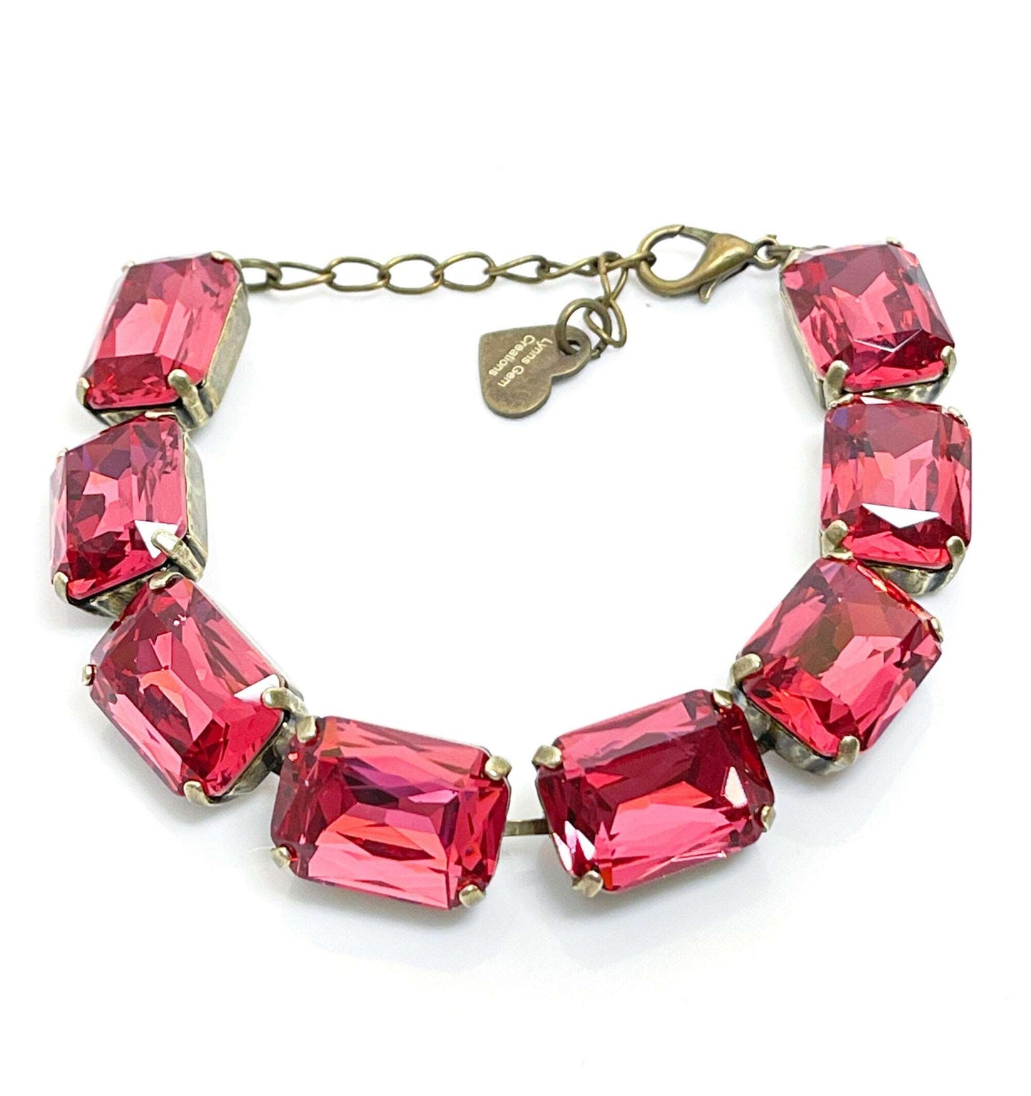 Rose Pink Crystal Bracelet, Large Octagon Cuff, Statement Jewellery, Georgian Style Bracelet, Mother of the Bride Gift, Bracelets for Women