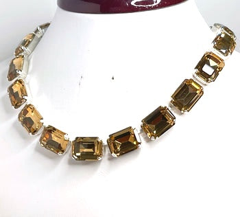 Topaz Georgian Collet Necklaces | Gold Patina Crystal Choker | Anna Wintour Style | Statement Riviere Jewelry