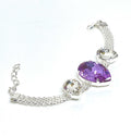 Violet Crystal Silver Mesh Bracelet, Large Teardrop Cuff, Statement Jewellery, Georgian Style Bracelet, Bracelets for Women