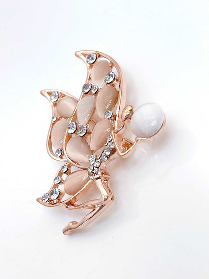 Beautiful Pearl Fairy Brooch, Gift for Fantasy Lovers, Opal Pearl Crystal Jewelry, Stylish Fairy Pin, Brooches For Women