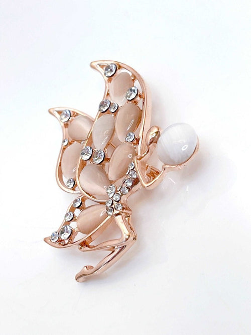 Beautiful Pearl Fairy Brooch, Gift for Fantasy Lovers, Opal Pearl Crystal Jewelry, Stylish Fairy Pin, Brooches For Women