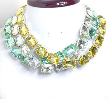 Peridot Green Yellow Georgian Collet Necklaces | Crystal Choker | Anna Wintour Style | Statement Riviere Necklaces