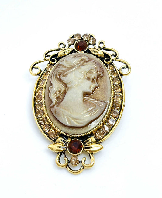 Gorgeous Vintage Cameo Brooch| Victorian Lady Brooch | Stylish Cameo Pin 