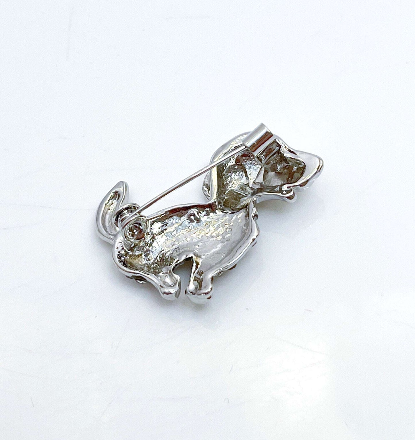 Cute Crystal Dog Brooch | Cute Silver Pooch Pin