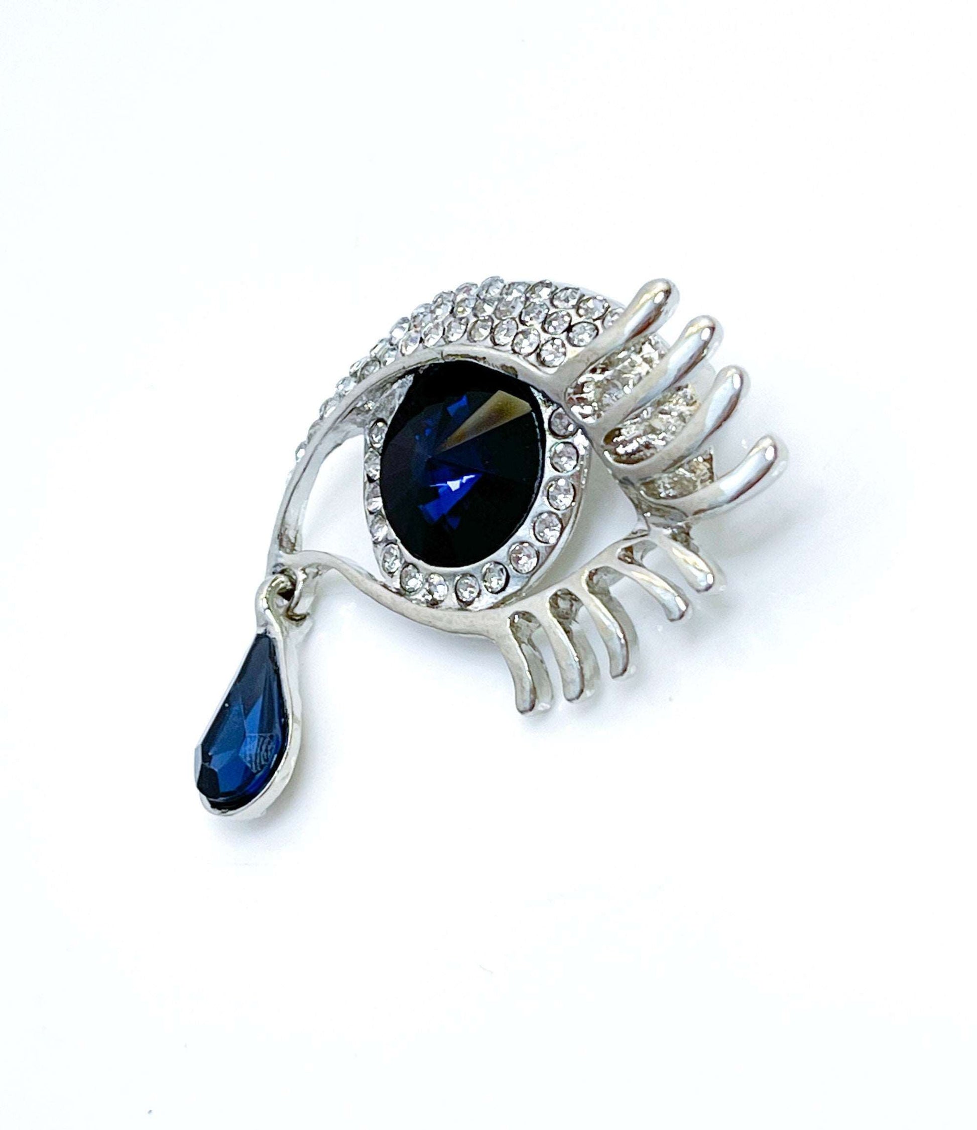 Gorgeous Large Crystal Eye with Teardrop Brooch, Diamonte Brooch, Large Lashed Eye, Brooches For Women