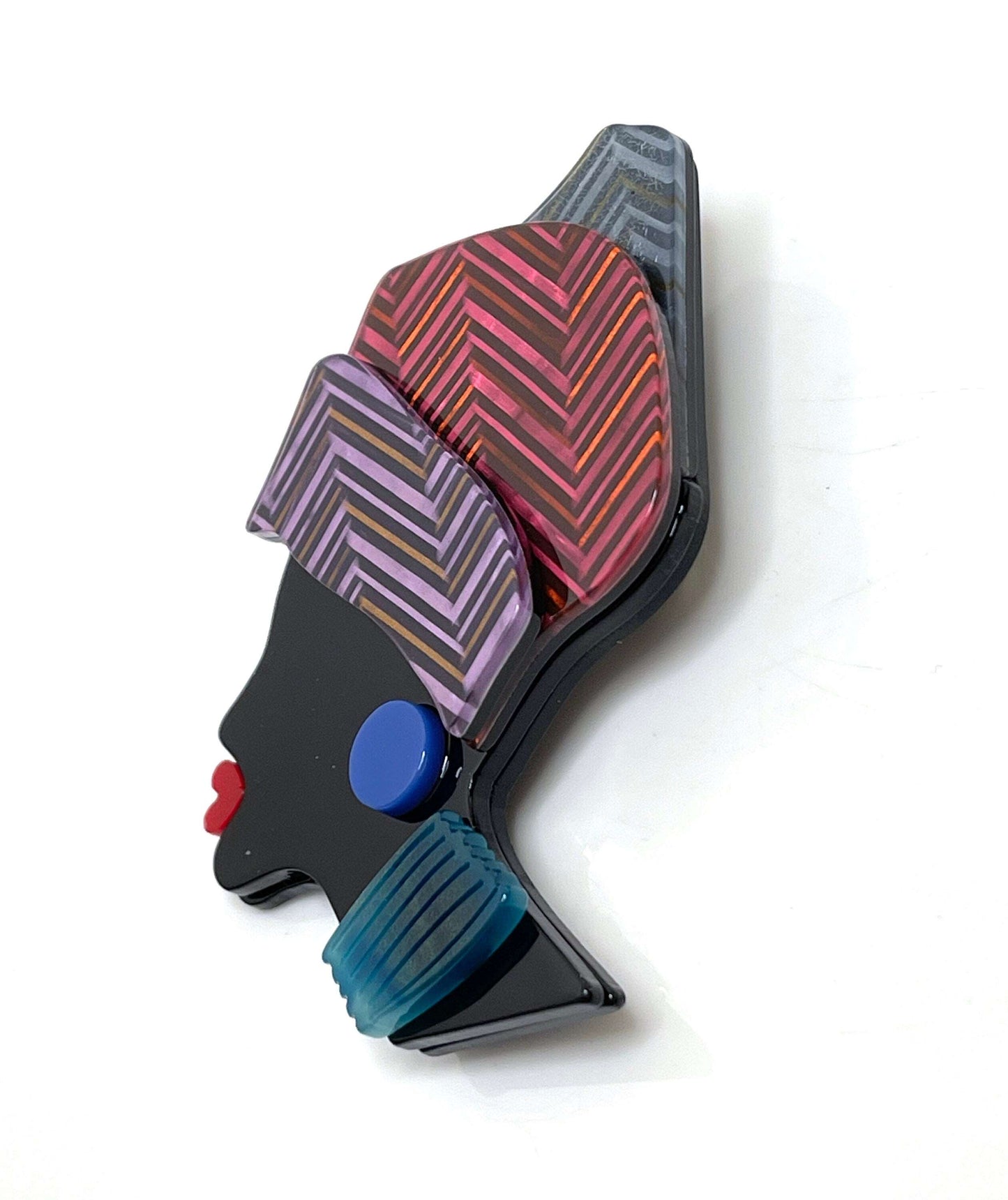 African Lady Brooch, Jamaican Princess Pin, Ethnic Brooch, Fashion Pin for Jacket Scarf, Lady in Cloth Hat, Brooches For Women