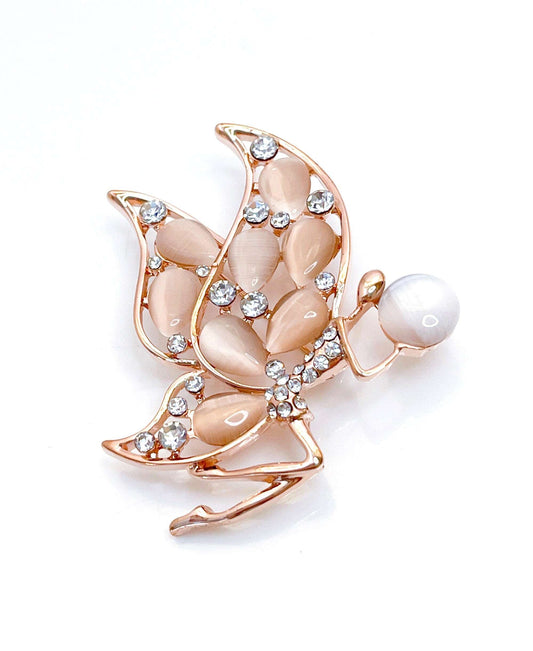 Beautiful Pearl Fairy Brooch, Gift for Fantasy Lovers, Opal Pearl Crystal Jewelry, Stylish Fairy Pin, Brooches For Women