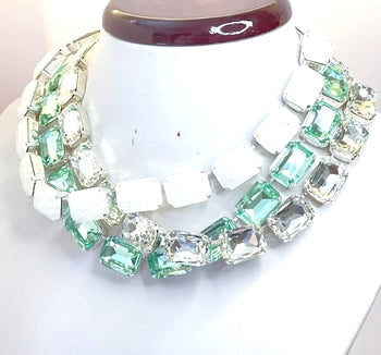 Mint Clear Georgian Collet Necklaces | Ice Crystal Choker | Anna Wintour Style | Riviere Necklace