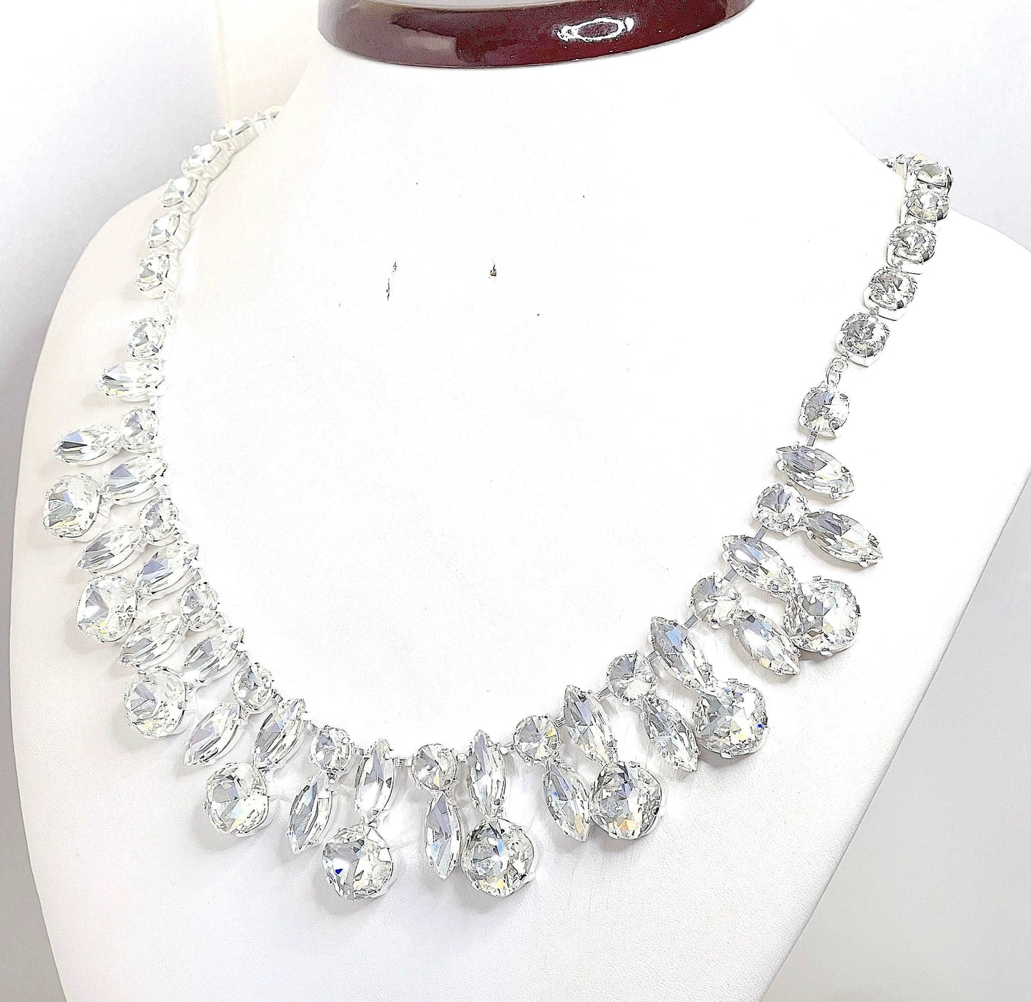 Edwardian Clear Crystal Necklace, Clear Georgian Collet, Statement Choker, Riviere Necklace, Bridal Jewelry, Necklaces For Women