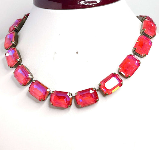 Royal Red Delite Crystal Necklace, Anna Wintour Style, Red Georgian Collet, Statement Rhinestone Choker, Necklaces for Women