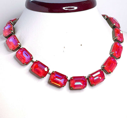 Royal Red Delite Crystal Necklace, Anna Wintour Style, Red Georgian Collet, Statement Rhinestone Choker, Necklaces for Women