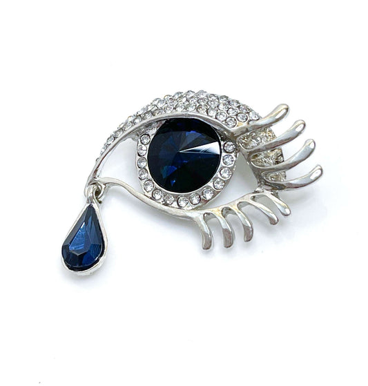 Gorgeous Large Crystal Eye with Teardrop Brooch, Diamonte Brooch, Large Lashed Eye, Brooches For Women