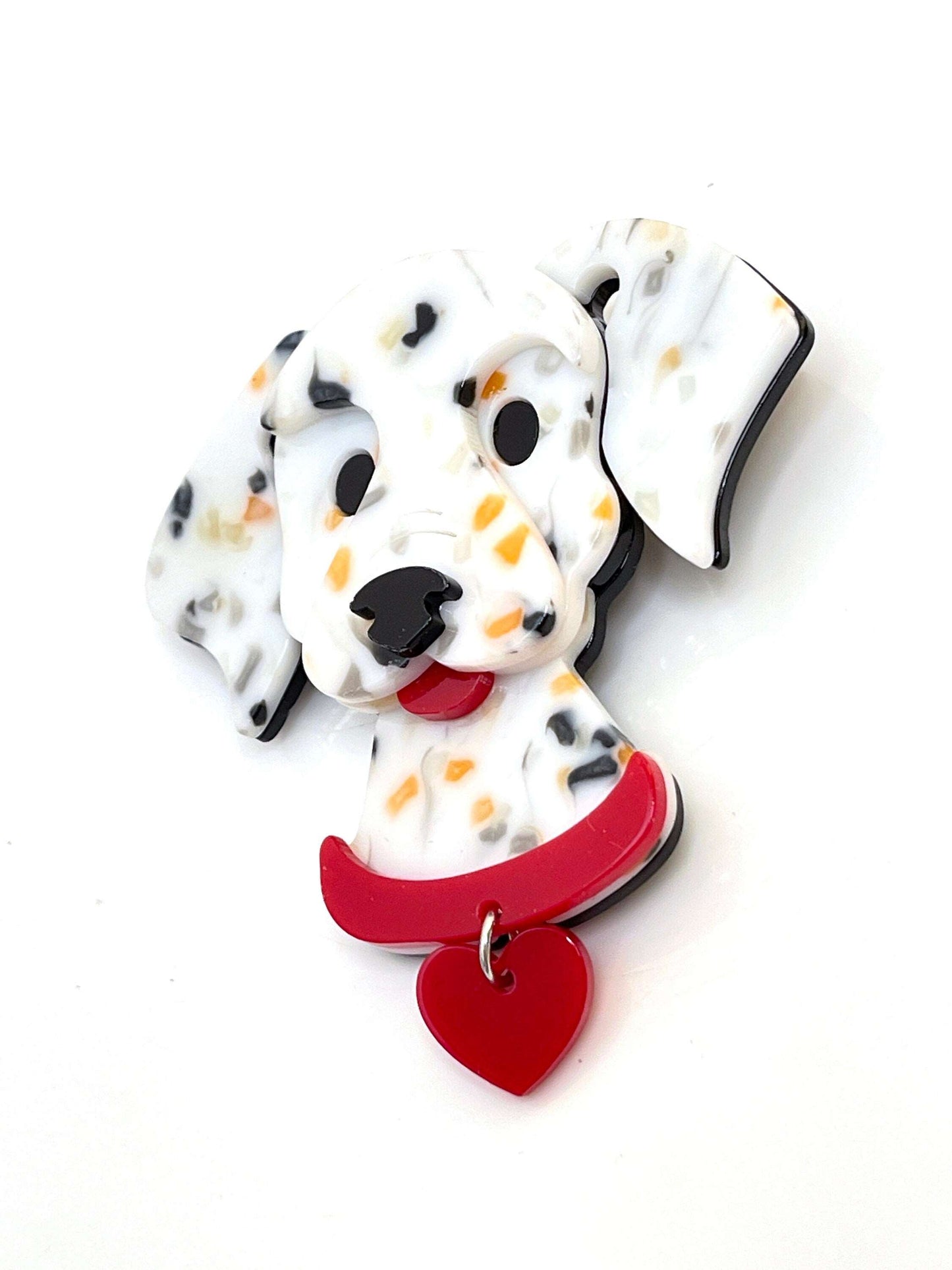 Cheeky Dalmatian Style Dog Brooch | Large Dog Head Pin | Fashion Accessory